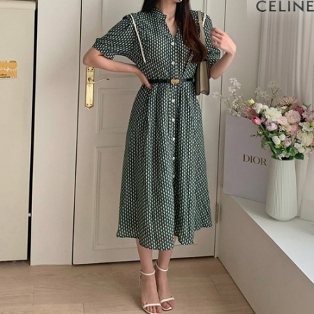 셀*느 다이아몬드 프린팅 원피스