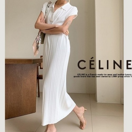 셀*느 플리츠 민소매 니트 원피스