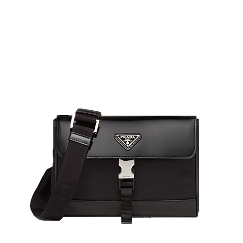 PRADA 리나일론 플랩 가죽 숄더 백