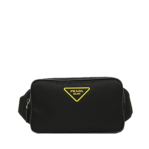 프라다 PRADA 옐로우 로고 나일론 벨트백