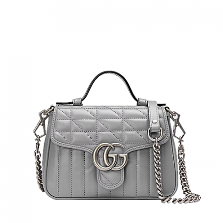 21F/W 구찌 GG 마몽 마틀라세 미니 탑 핸들백 - 다크그레이