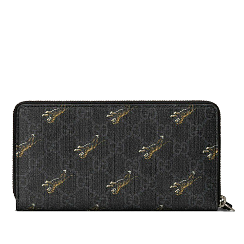 GUCCI 타이거 프린트 GG 지퍼 장지갑