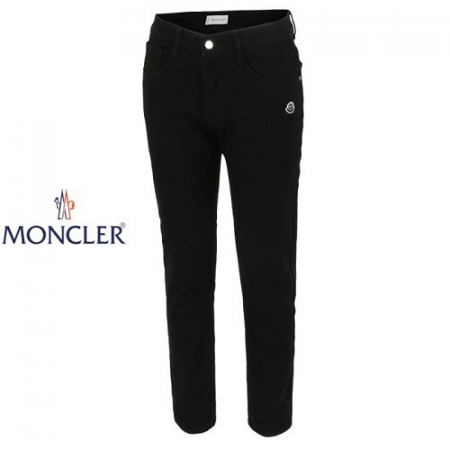 몽클*어 플래그먼트 자수 블랙 슬림진