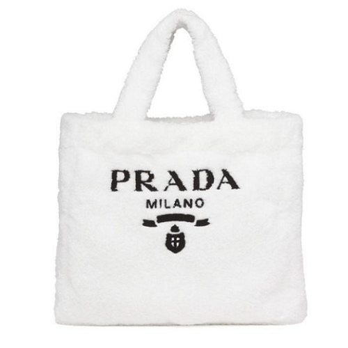 21FW 프라다 테리 퍼 토트백 - 화이트