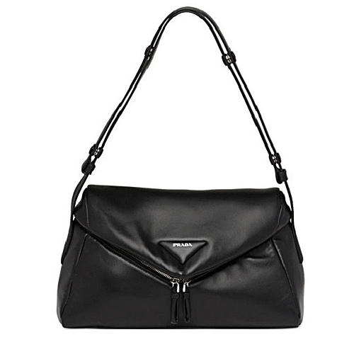 프라다 PRADA 나파 가죽 패딩 시뇨 숄더백 - 블랙