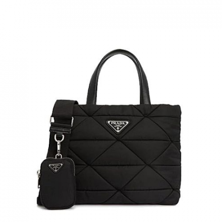 프라다 삼각로고 퀼팅 패딩 나일론 토트백 스몰