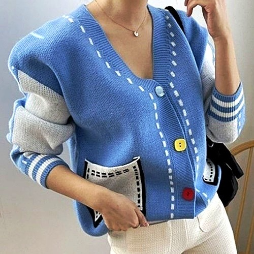 FENDI 컬러 스티치 가디건