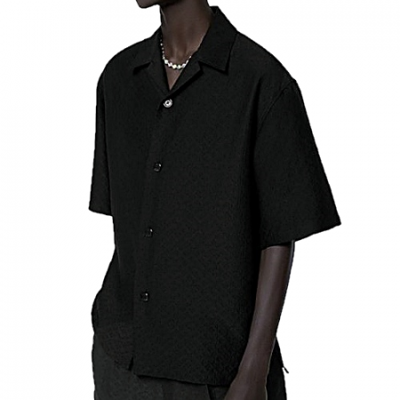 LOUIS VUITTON 미니 모노그램 실크드 숏슬리브 셔츠