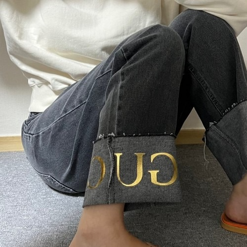 GUC*I 롤업 흑청 데님팬츠