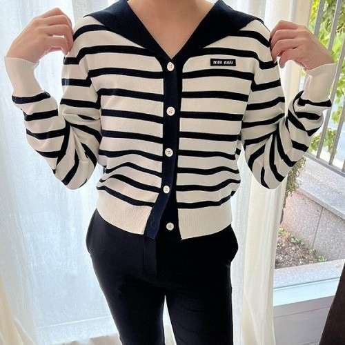 미우*우 세일러 스트라이프 가디건 (긴팔)