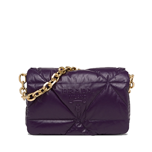 프라다 PARA 나파 가죽 패딩 숄더백 - 바이올렛