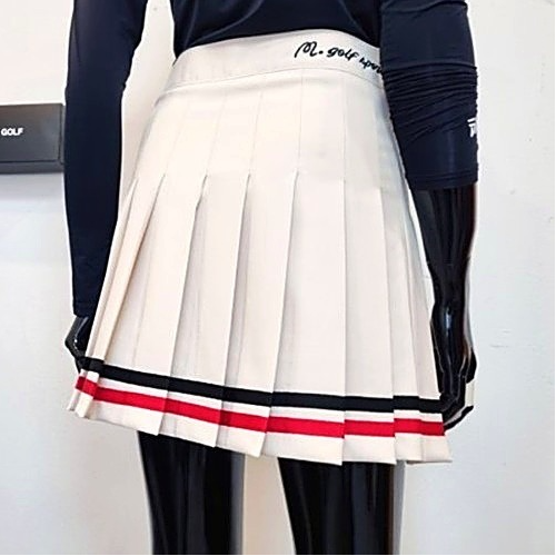 말* 스페이스 버킷 컬러 투라인 플리츠 스커트