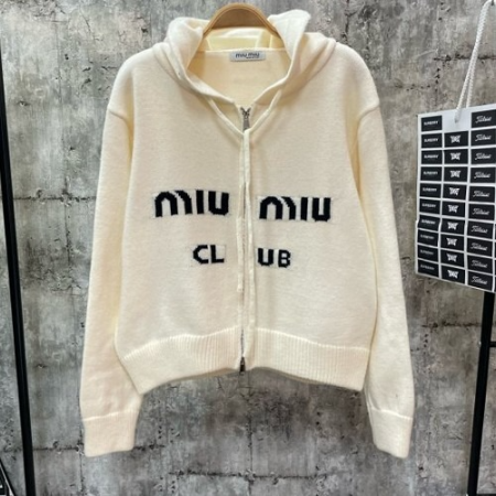 미우*우 MU로고 후드집업니트