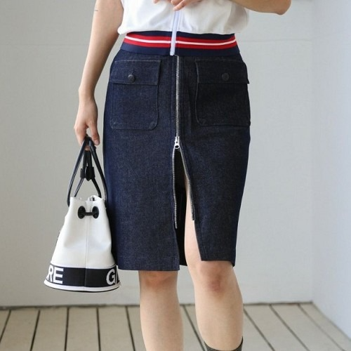 지*어 우먼 데님 롱 스커트