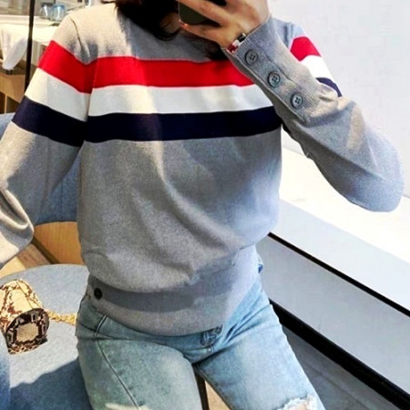 톰브*운 삼선 라운드 니트