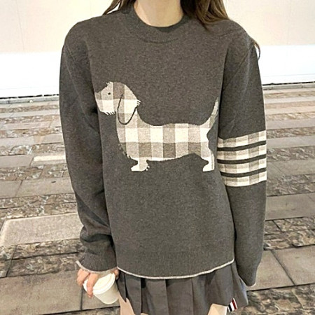 톰브*운 체크 훈트 라운드 니트