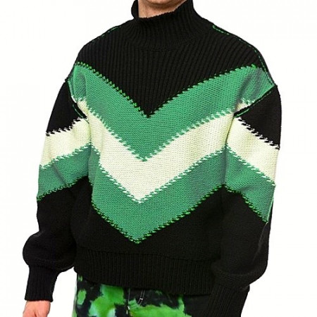 BOTTEGA VENETA 패턴 V 오버핏 넥 램스울 니트