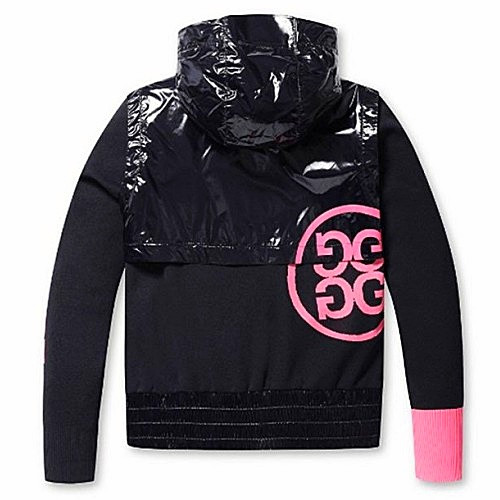 지*어  하이브리드 에나멜후드 니트 점퍼