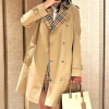 BURBERRY 체크 트리밍 코튼 트렌치 코트