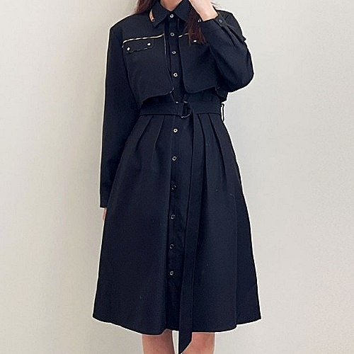 BURBERRY 트렌치 긴팔 벨트 원피스