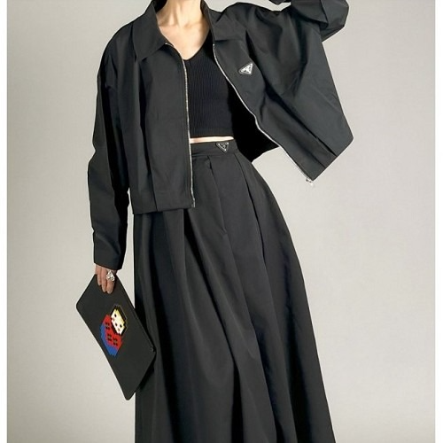 PRA*A 나일론 블루종 재킷 & 스커트 wide SET