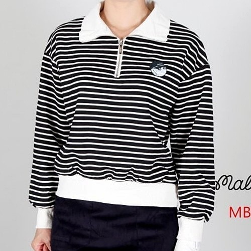 말* 스트라이프 반집업 맨투맨