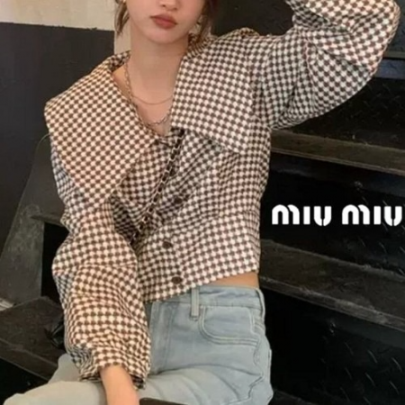 MIUM*U 빅카라 체크 크롭NB