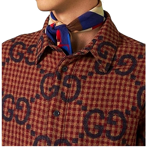 GUCCI 맥시로고 깅엄 셔츠