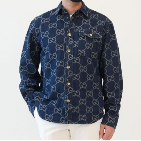 GUC*I GG 자카드 데님 셔츠