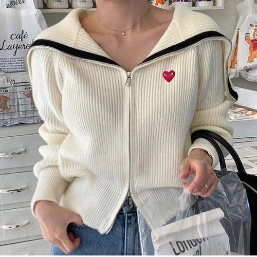 꼼데가*송 케이프 니트 집업