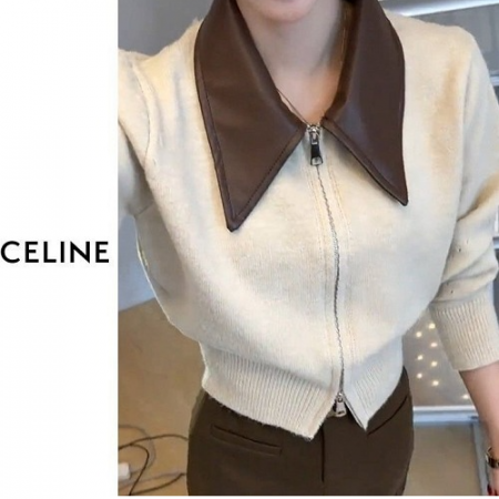 CELI*E 레더 카라 집업