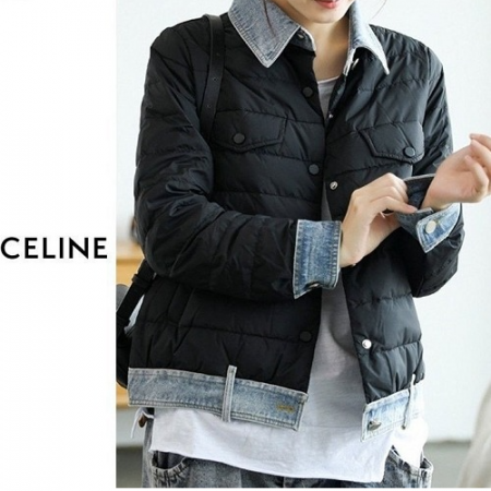 CELI*E 데님 카라 패딩점퍼