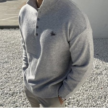 BURBER*Y 메리노울 헨리넥 니트