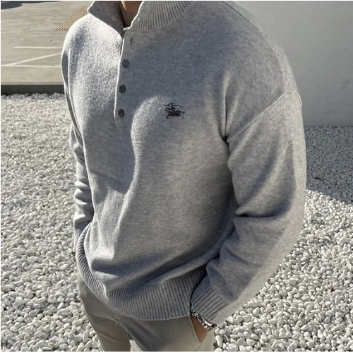 BURBER*Y 메리노울 헨리넥 니트