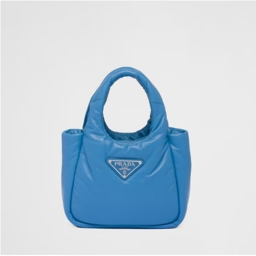 PRA*A 스몰 패딩 소프트 나파 가죽 백 라이트 블루