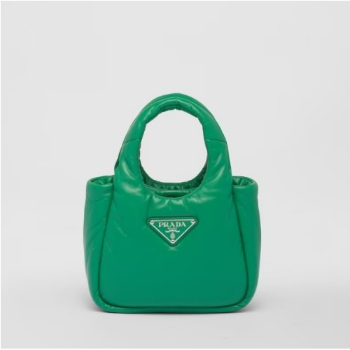 PRA*A 스몰 패딩 소프트 나파 가죽 백 망고