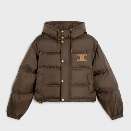 CEL*NE 트리옹프 크롭 다운 재킷 라이트 나일론 초콜릿