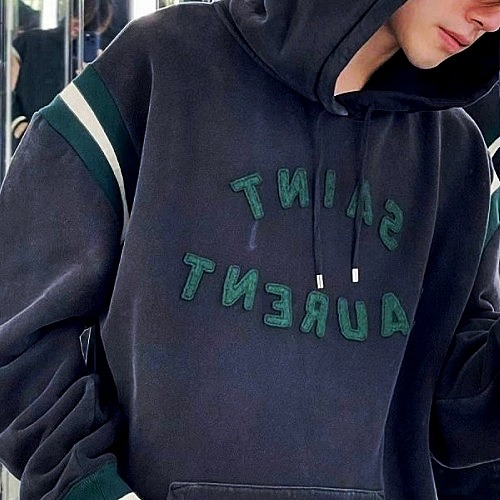 세인트*랑 SAINT LAURENT 아플리케 패치 후드