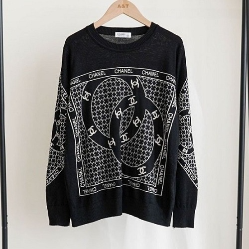 CHAN*L 페이즐리 네트 라운드 니트 스웨터