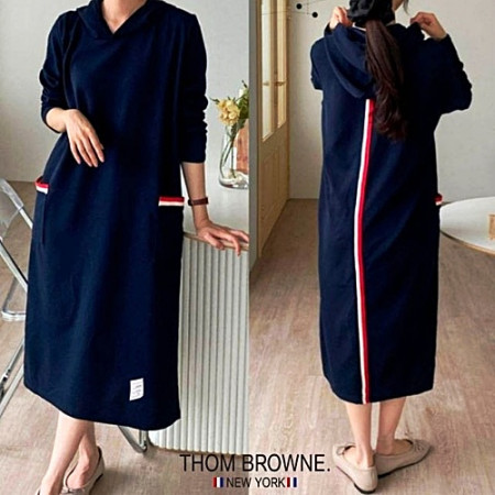 THOME BROW*E 테잎 롱후드 원피스