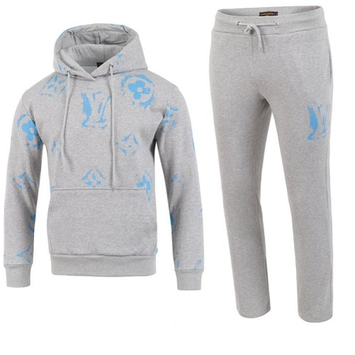 LOUIS VUITT*N 블루 나염 후드 트레이닝 셋트
