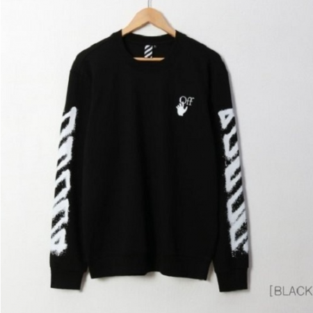 OFF WHI*E 기모 스프레이 오프 맨투맨