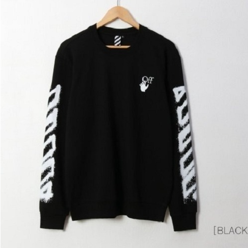 OFF WHI*E 기모 스프레이 오프 맨투맨