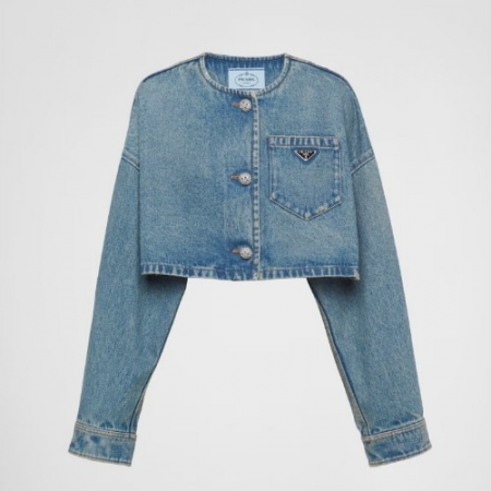 PRA*A 데님 블루종 재킷 - 미디엄 블루