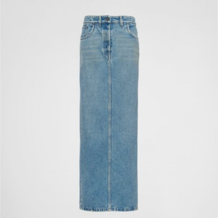 PRA*A 데님 맥시 스커트 - 미디엄 블루