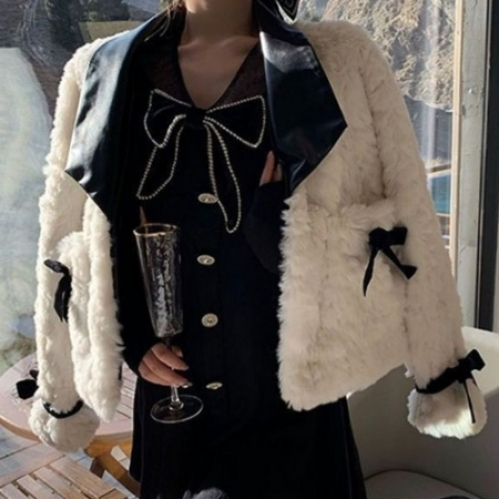 MIUM*U 리본 퍼 자켓