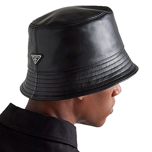 PRADA 플레이트 레더 버킷햇