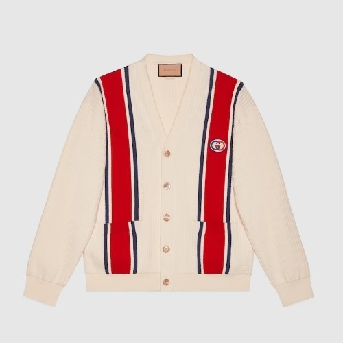 GU*CI 패치 니트 코튼 가디건 - 아이보리