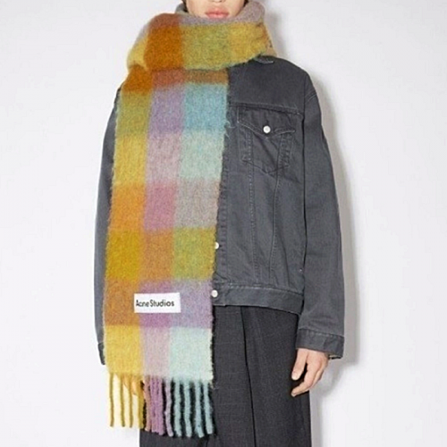 ACNE Stud*o 모헤어 컬러 체크 머플러