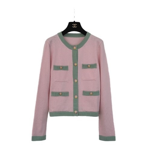 CHAN*L 탑 캐시미어 - 라이트 핑크 & 라이트 그린